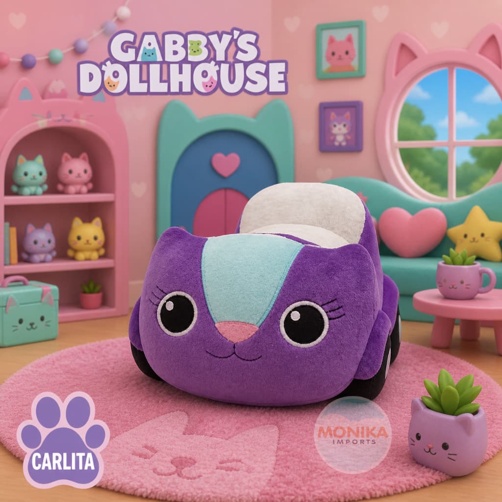 Pelúcia Carlita Gabby Dollhouse 20cm |Carro Gatinho Fofinho Macio Infantil Presente Criança Pronta Entrega
