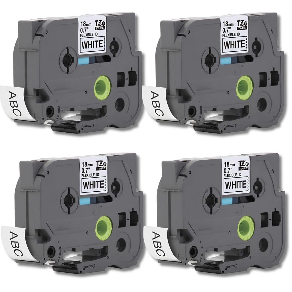 Kit 4 Fita Para Rotuladora Brother Tze-241 18mm X-full Preto sobre Branco Alta Fixação e Aderência