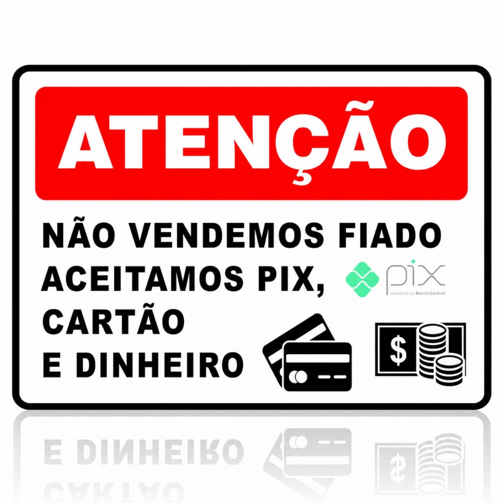 Adesivo Não Vendemos Fiado Aceitamos Pix Cartão Dinheiro Placa Comercial Loja