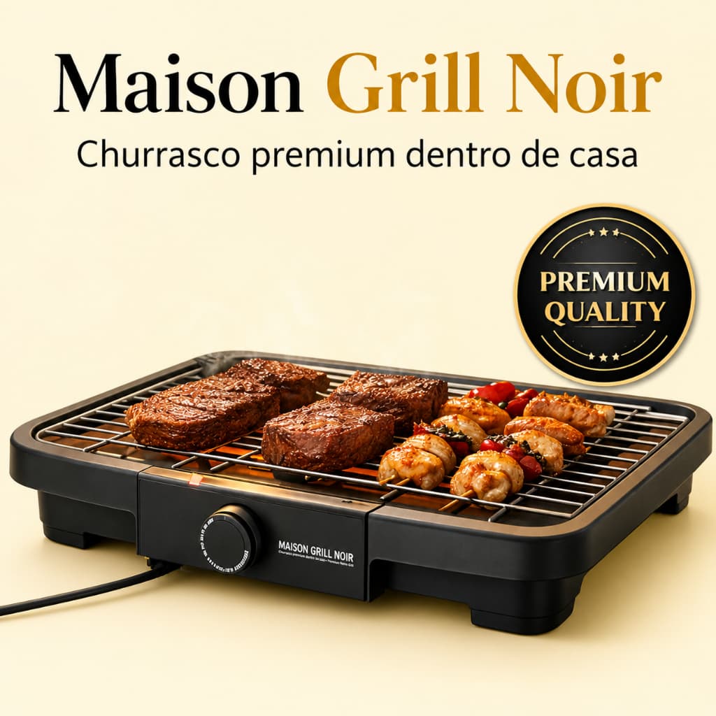 Churrasqueira Elétrica para Apartamento 127V Grill Sem Fumaça Grelha Removível