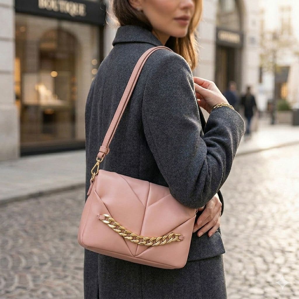 Bolsa Feminina Transversal Couro PU Alça Lateral Faixa de Mão Leve Média Elegante Moderna Evangélica