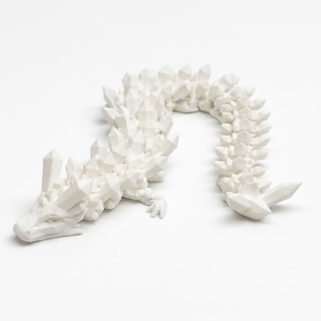 Dragão de Cristal Articulado com 30cm Decoração Colecionável cor Branco Preto