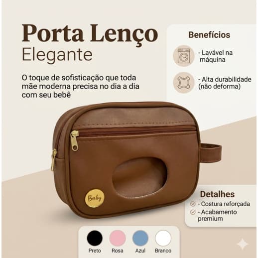 Porta Lenço Umedecido e Fraldas Bebê Necessaire Impermeável Portátil para Mamãe