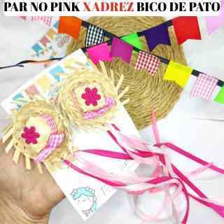 Laços JUNINO com  MINI Chapéu Xadrez infantil e Adulto de Quadrilha Bico de pato PAR DE LAÇO JUNINO