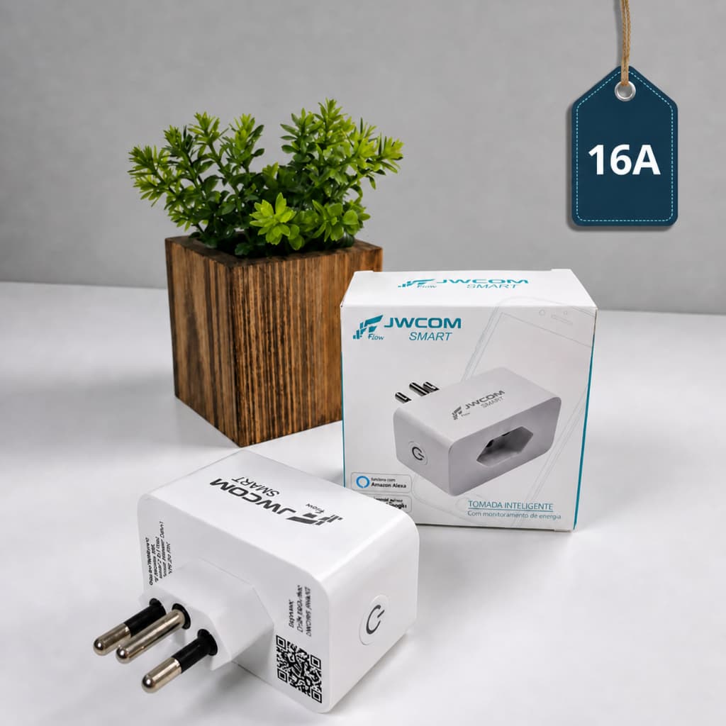 Tomada Inteligente Wifi 16a Jwcom Bivolt Medidor De Consumo Smart