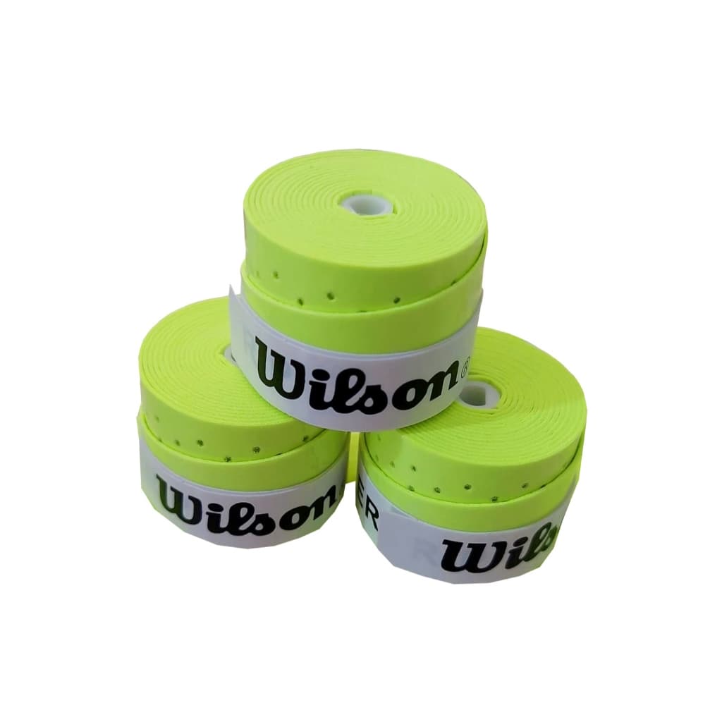Kit 3 Overgrip Wilson Pegajoso Furado Maior Aderência Grip Raquete Tennis, Beach Tênis, - Verde Neon