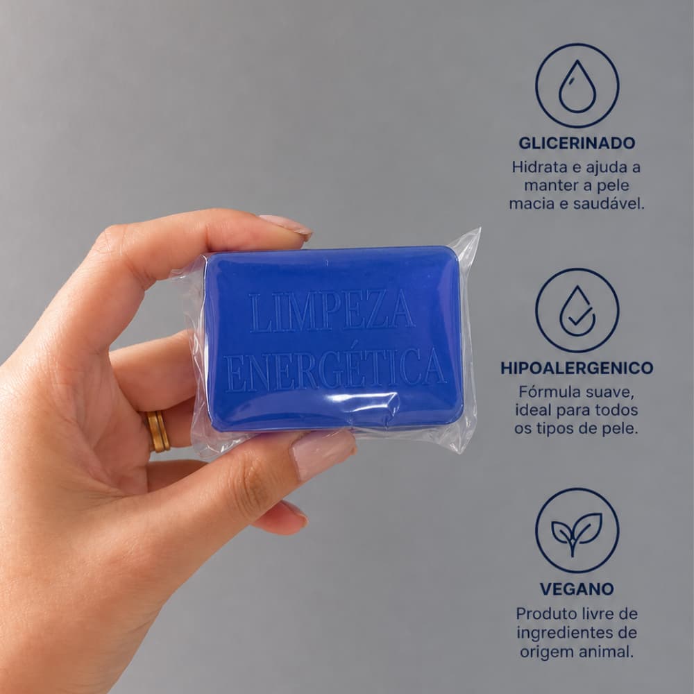 5 Sabonete Artesanal de Anil/Waji Glicerinado Hipoalergênico Veg 40g Limpeza Espiritual e Energética