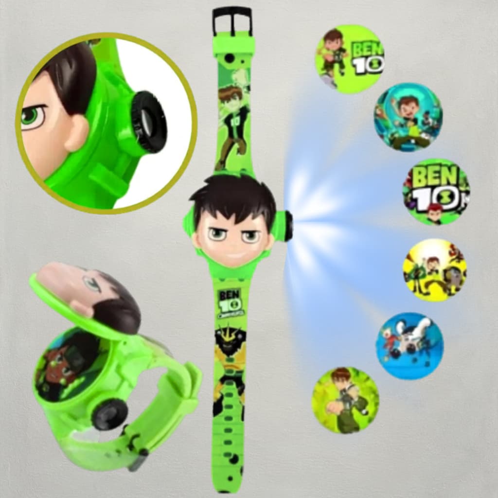 Relógio Infantil Do Ben10 Digital Com Projetor De Imagens Na Parede Teto Ideal Para Presente Com Bateria E Embalagem
