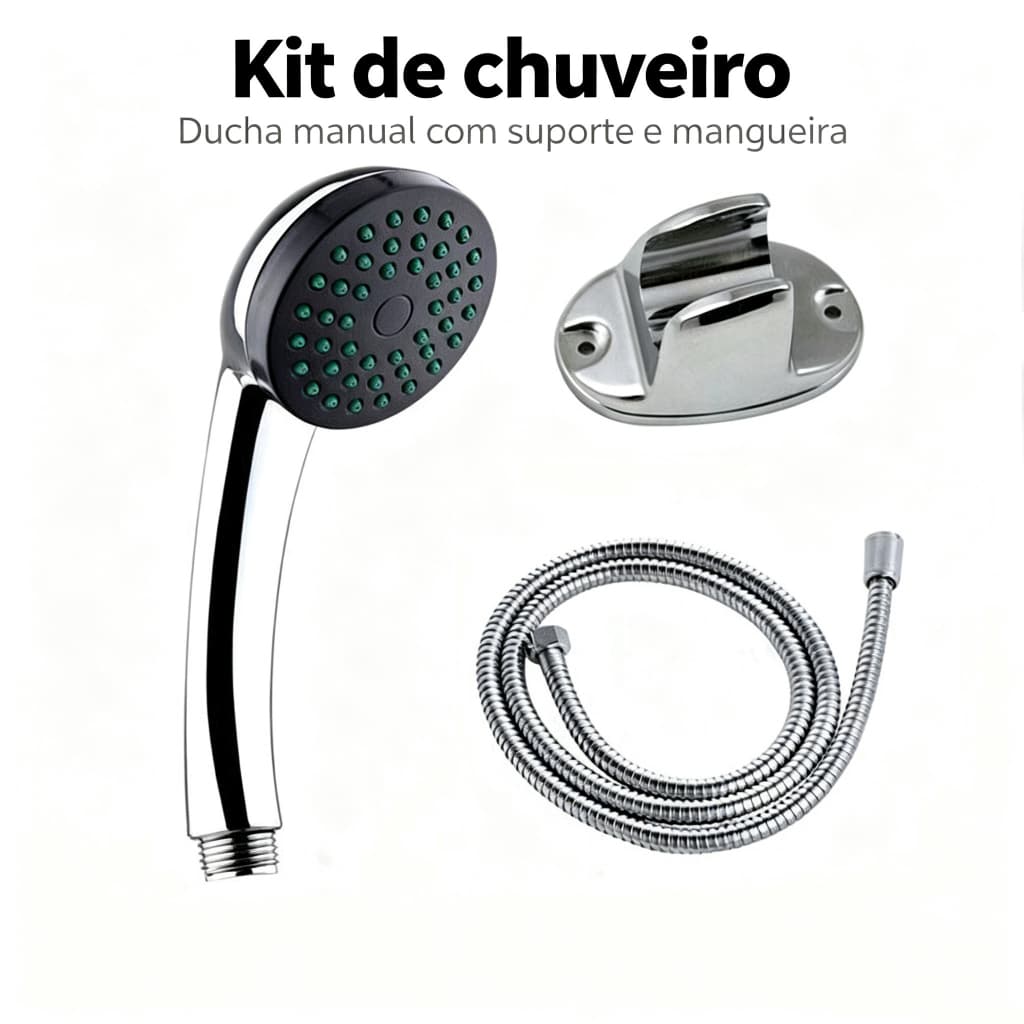 Chuveirinho Ducha Manual Resistente à Vazamento - Kit Completo com Mangueira de 1,2m e Suporte para Banho Confortável