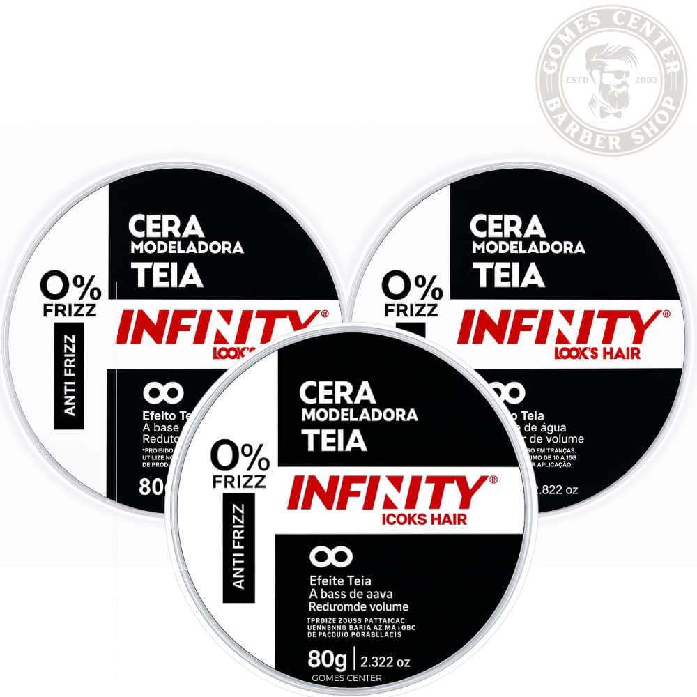Kit 3x Pomada Cera Modeladora Efeito Teia Infinity For Men 80g - Efeito Seco, Redutor de Volume Fox