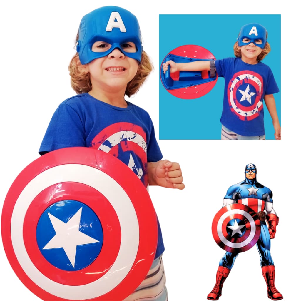 Escudo E Máscara Do Capitão América Brinquedo Vingadores Para Menino Ideal Para Presente De Aniversário Regulável Top