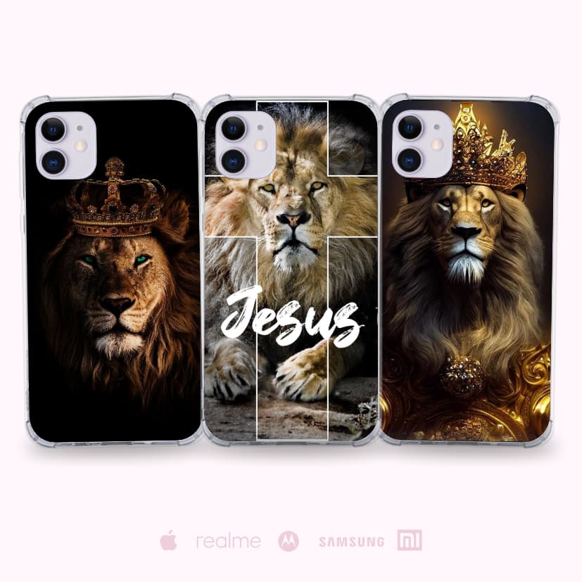 Capinha Celular Personalizada Leão King Jesus Alta qualidade