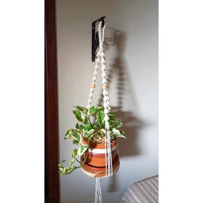 Suporte de Macramê para plantas, cestos e tábuas em Macramê com argola de rede, bola de madeira, 1 metro, valor unitário