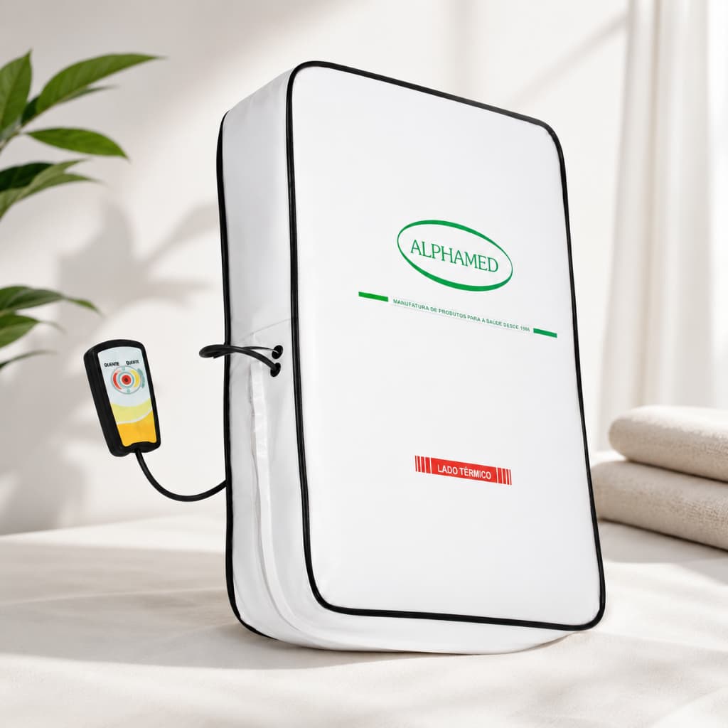 Almofadada Massageadora Vibroterápico Térmica Bivolt Alphamed Vibratoria Alívio e Relaxamento + Gel