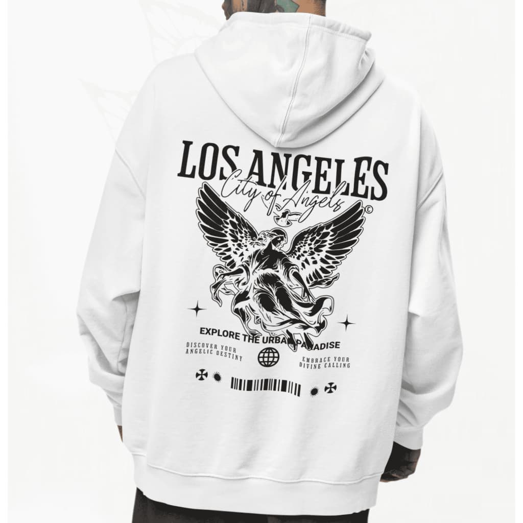 Jaqueta Moletom Urban Wear Unissex Los Angeles LA Roupa de Frio Estilosa com Touca e Bolso Frontal Envio Rápido