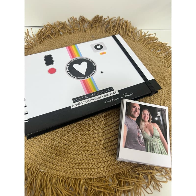 Álbum de Fotos Namorados Personalizado A5 | 40 Folhas Pretas | Scrapbook Casal Polaroid Presente Romântico