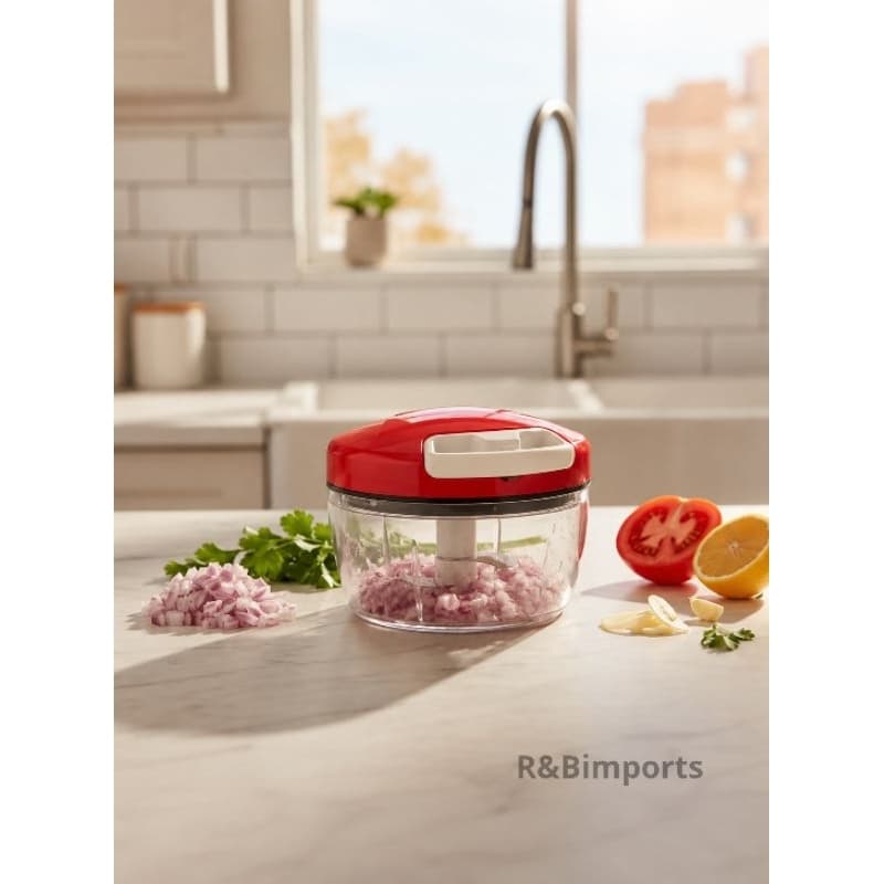 Processador Manual 180Ml 2 Lâminas, Alimentos Alho Frutas Cogumelos Multiuso Triturador