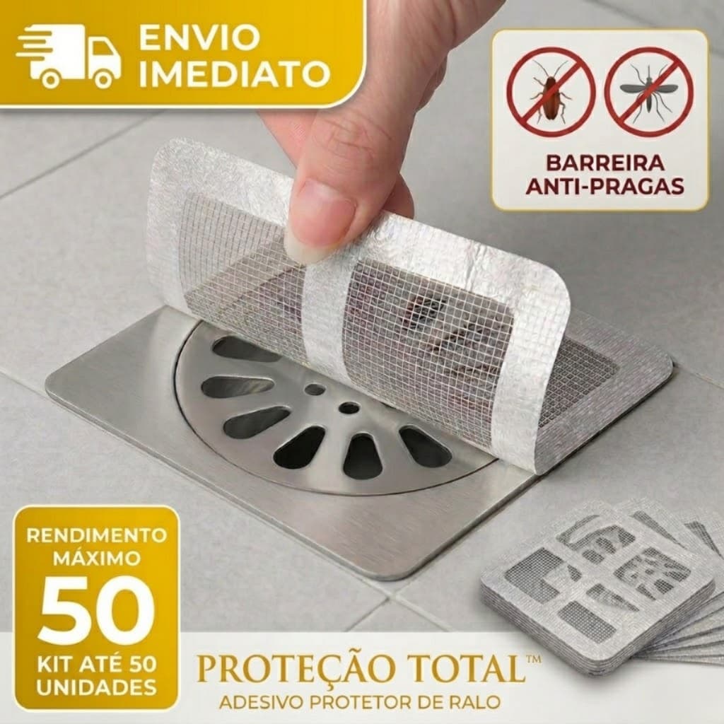Protetor de Ralo Autoadesivo Anti Entupimento Tela Descartável para Pia Banheiro e Cozinha Em Kit