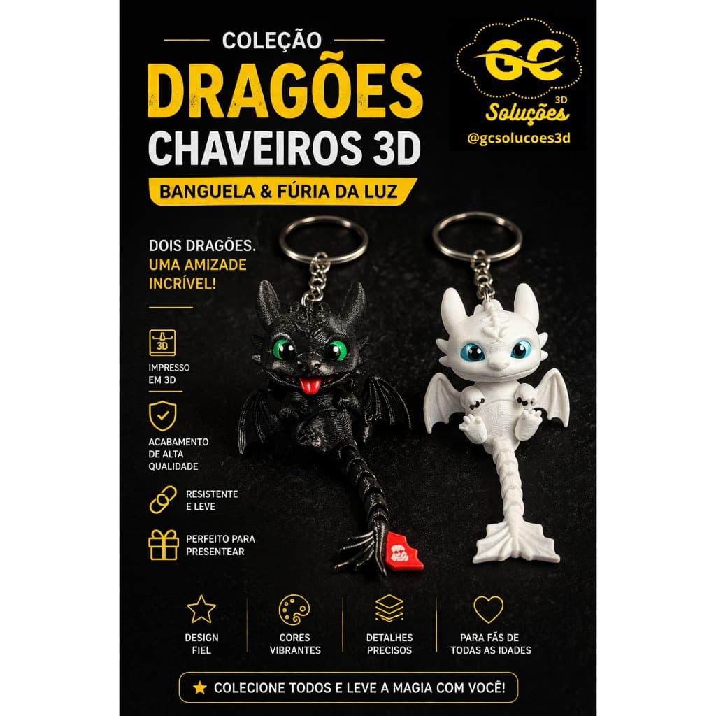 Chaveiro de Como treinar seu dragão - Banguela - Furia da Luz