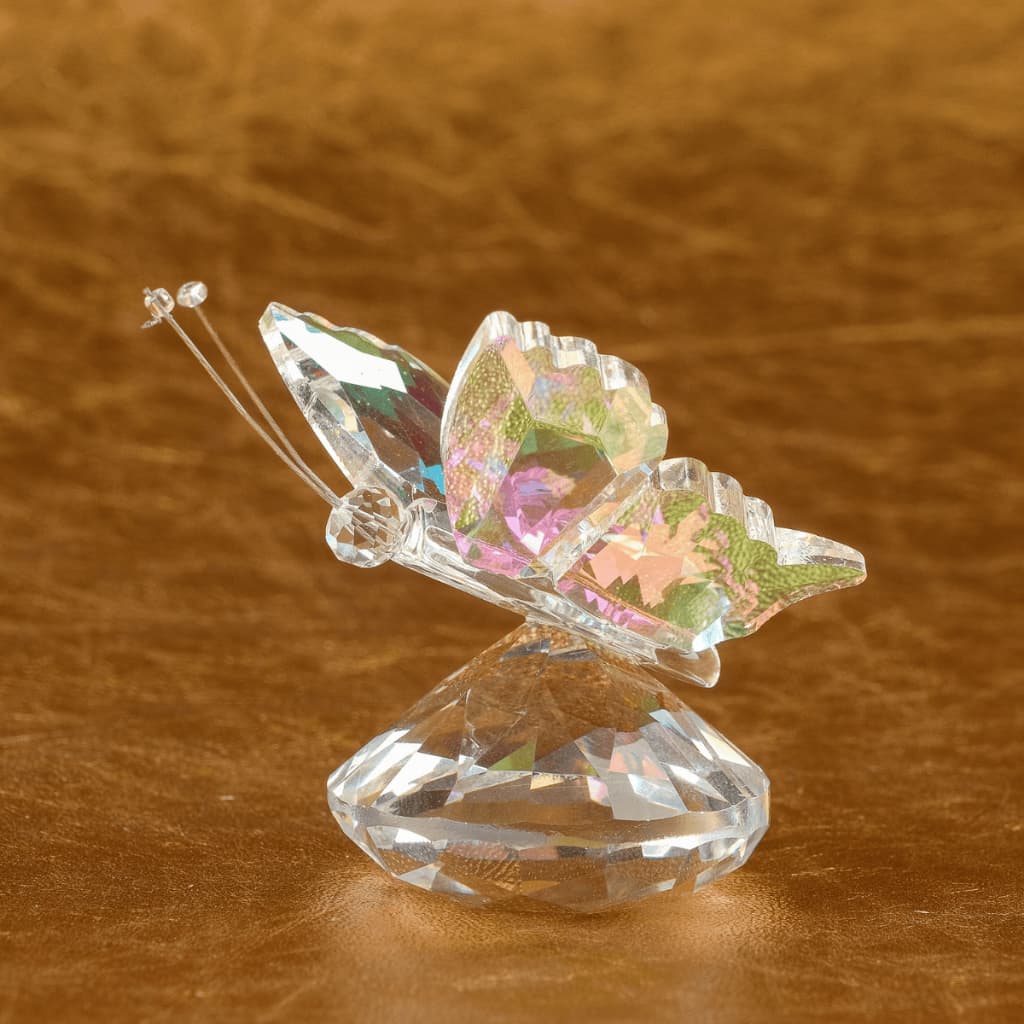 Arquétipo Borboleta Cristal de Vidro Com Diamante Prosperidade Decoração Esotérica Enfeite Holográfica