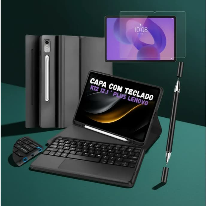 Kit Capa C/ Teclado + Película E Caneta Lenovo K12 Plus 12.1