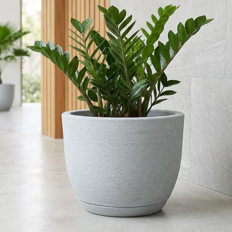 Vaso Bojo Escovado M em Polietileno com Prato 34x23x26 Para Plantas