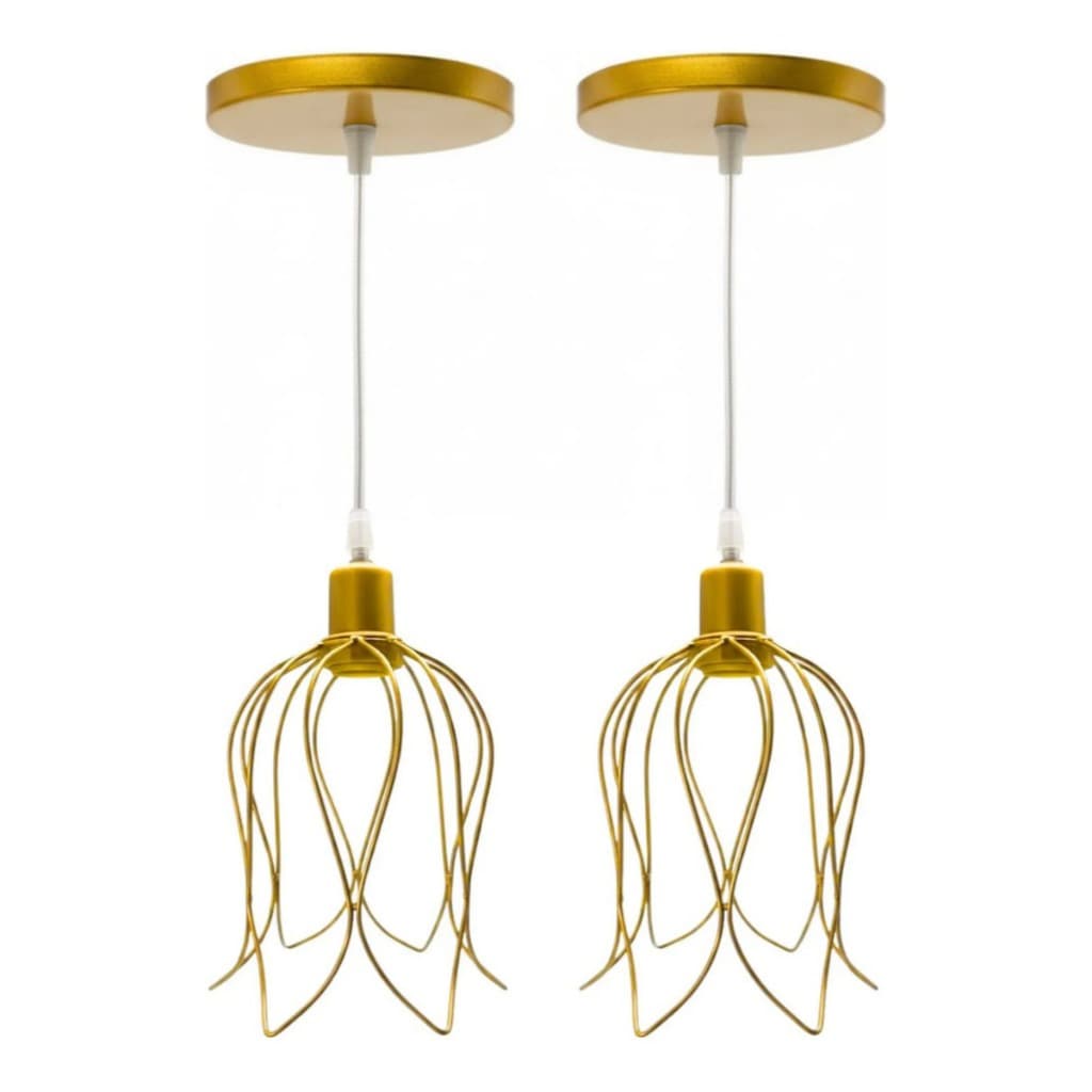 Pendentes Tulipa Luminária Teto Aramado Cabo 1 Metro Kit 2
