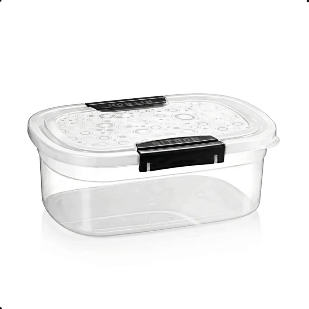 Pote Ultra Forte com Travas Laterais Nitron 4 L Plástico Retangular Preto Cozinha Alimentos