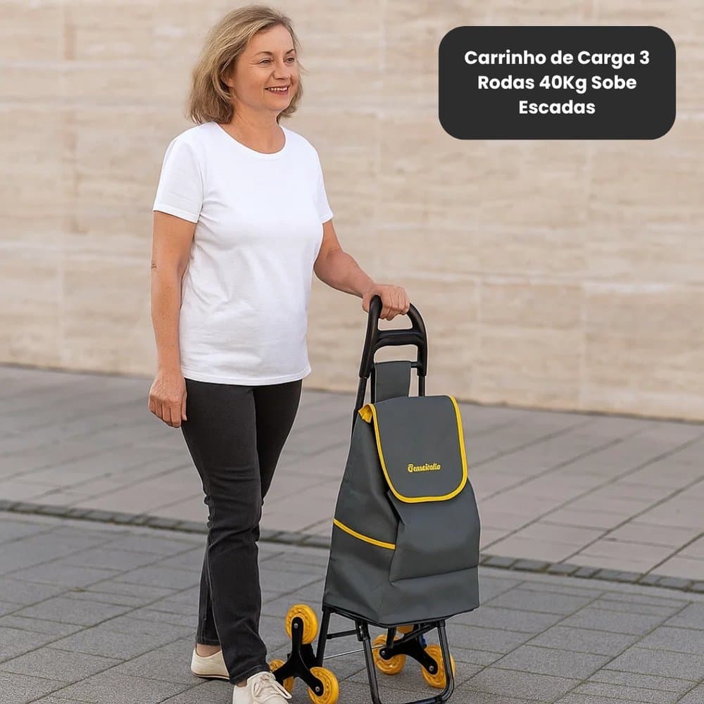 🛒 Carrinho de Carga 3 Rodas 40Kg Sobe Escadas Dobrável Resistente Multiuso compacto e prático
