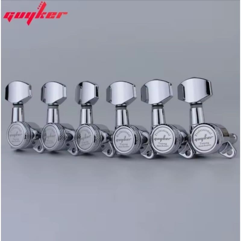 Tarraxas Guyker com trava 6R cromada  para Guitarra e Vintage Old Gold