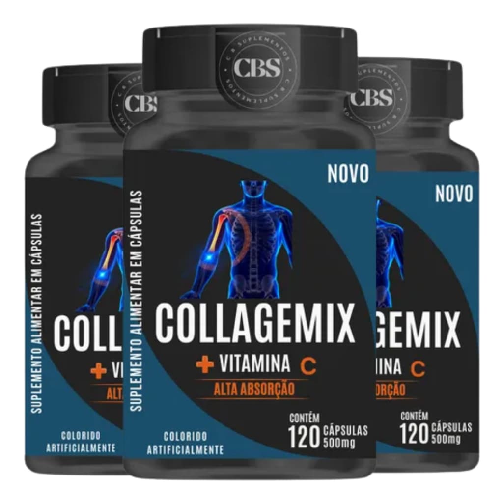 3x COLLAGEMIX Colageno Tipo 2 Vitamina C Q10 Hialurônico Renova Pele 6 - 60 Capls