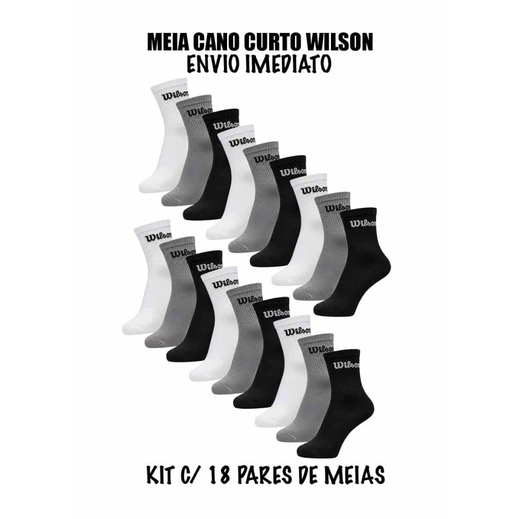 Kit 9 ou 18 Meias Cano Longo Wilson Caneladas Originais