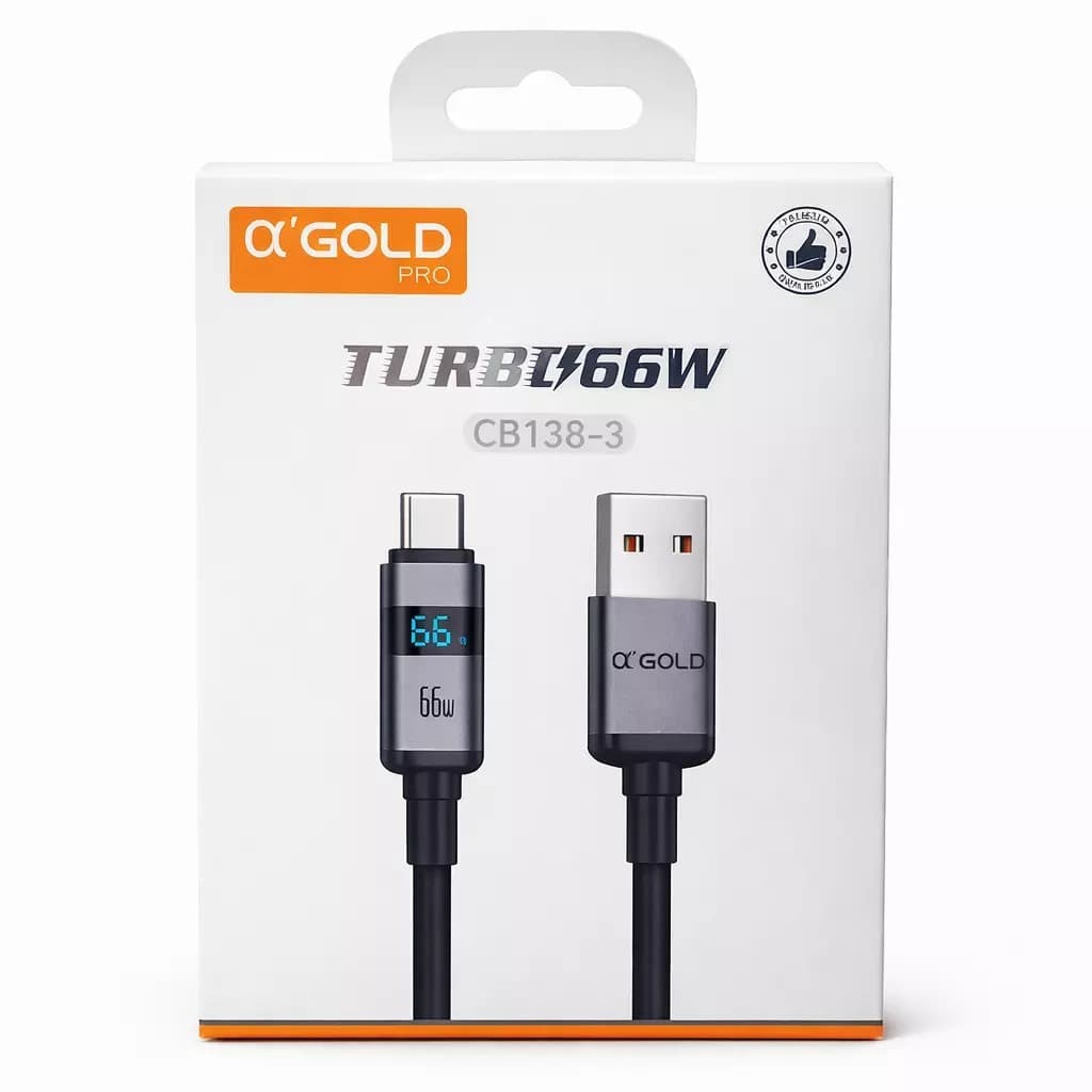 Cabo Carregador Display  USB Tipo C Turbo 66W Carregamento Rápido Cabo Trançado