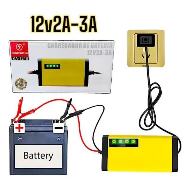 Carregador De Bateria Automotivo Moto Carro 12v Bivolt Rápido Inteligente