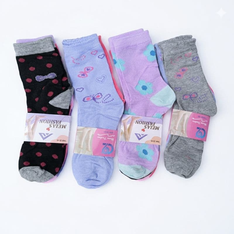 Kit Com 12 Pares De Meia Cano Longo Feminino Macia de Algodão Qualidade Dia a Dia