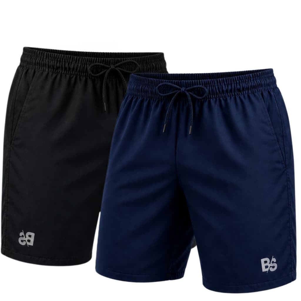 KIT 2 Short Masculino Bermuda Microfibra Tactel Elastano Academia Praia Corrida Crossfit Piscina