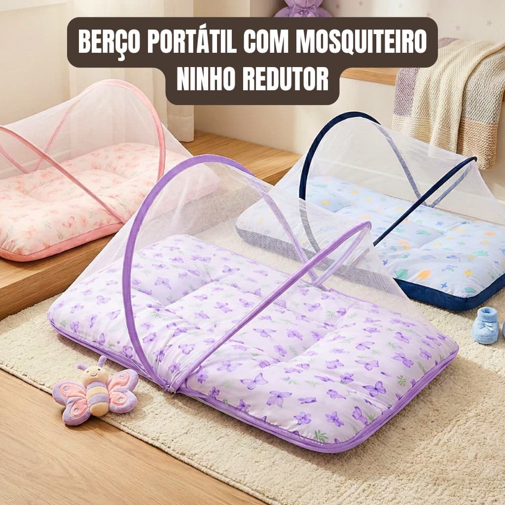 Kit berço portátil com mosquiteiro ninho redutor várias estampas lindas envio super rápido