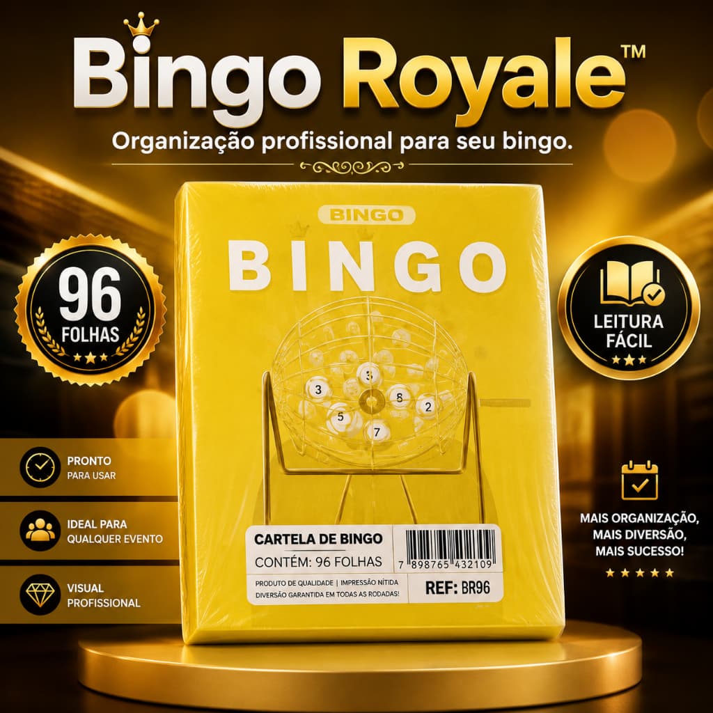 Cartela Bingo Jogo Social 96 Folhas Amarela Alta Qualidade Diversao