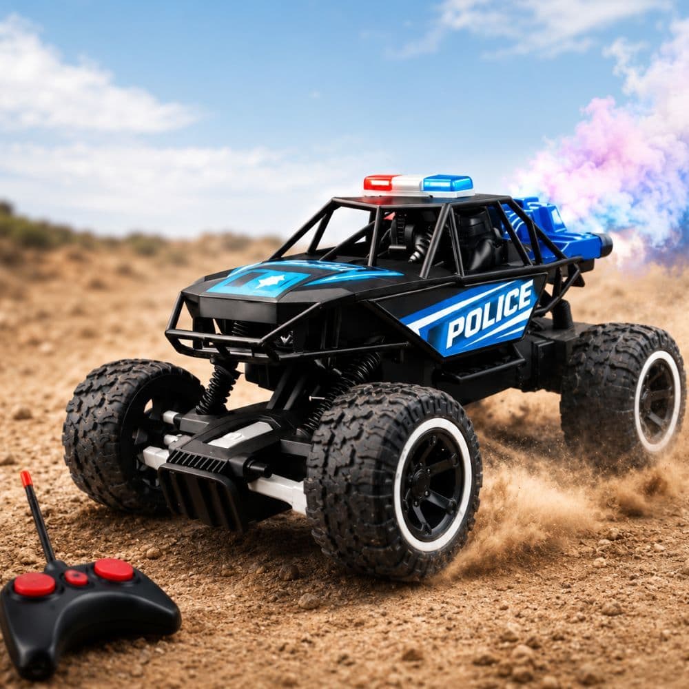Carrinho de Controle Remoto 4x4 Off-Road com Fumaça Real, LED + 5 Pilhas Grátis Inclusas
