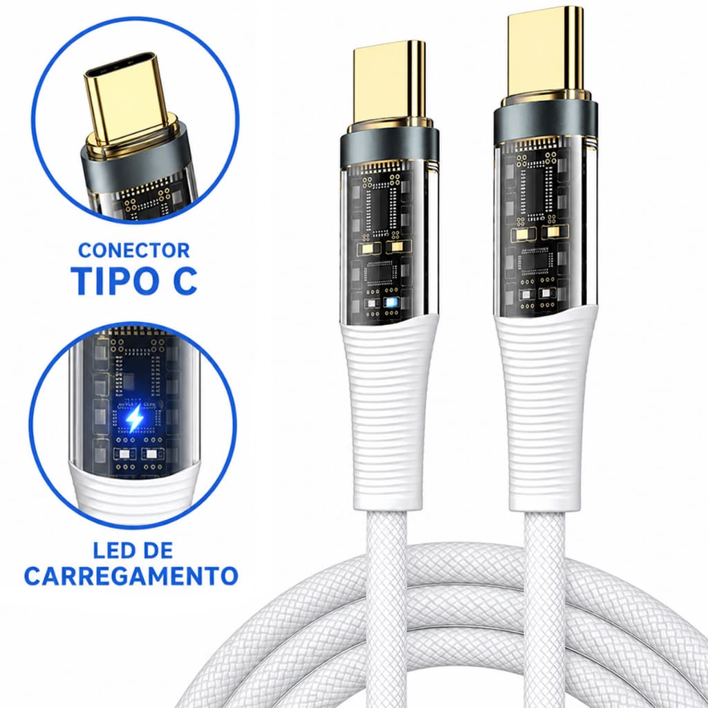 Cabo Carregador USB-C para Tipo C Reforçado Turbo 66w Original