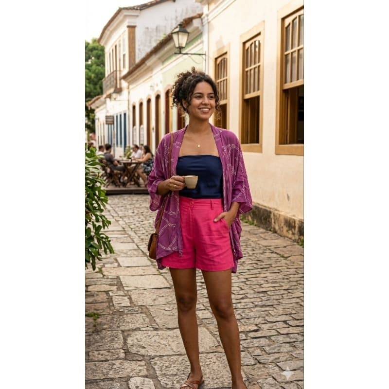 Kimono Feminino em Alfaiataria Moderno - Novo - Tamanho G