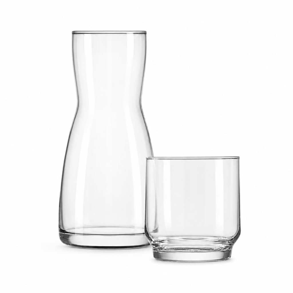 Kit 6 Moringa com Copo De Vidro 500ml Individual Decanter Agua Suco Iogurte Mesa Café da Tarde