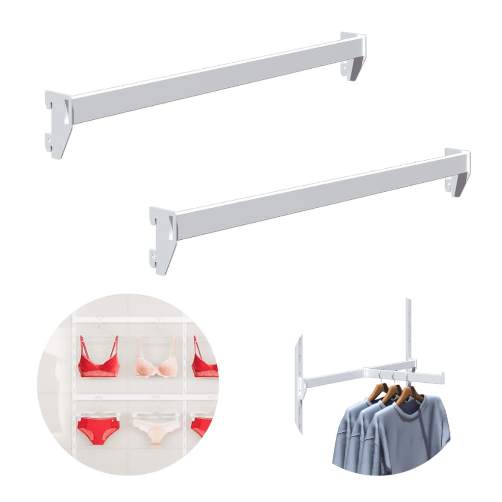 Kit 2 Barra Régua RT 1m 100cm para Trilho Cremalheira Cabideiro Frontal Roupas Loja