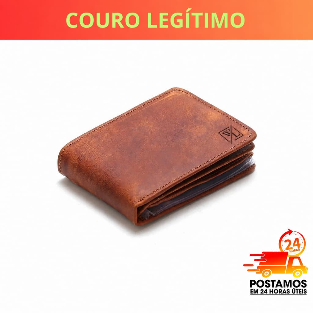 Carteira Couro Legítimo Masculino Grande Porta RG CNH Cartões Moedas Estilosa Completa Promoção