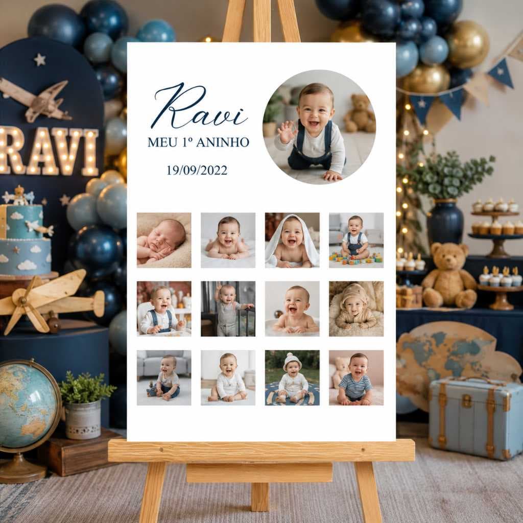 Quadro festa Recepção Infantil Menina Menino Painel Exposição Decoração Foto Nome