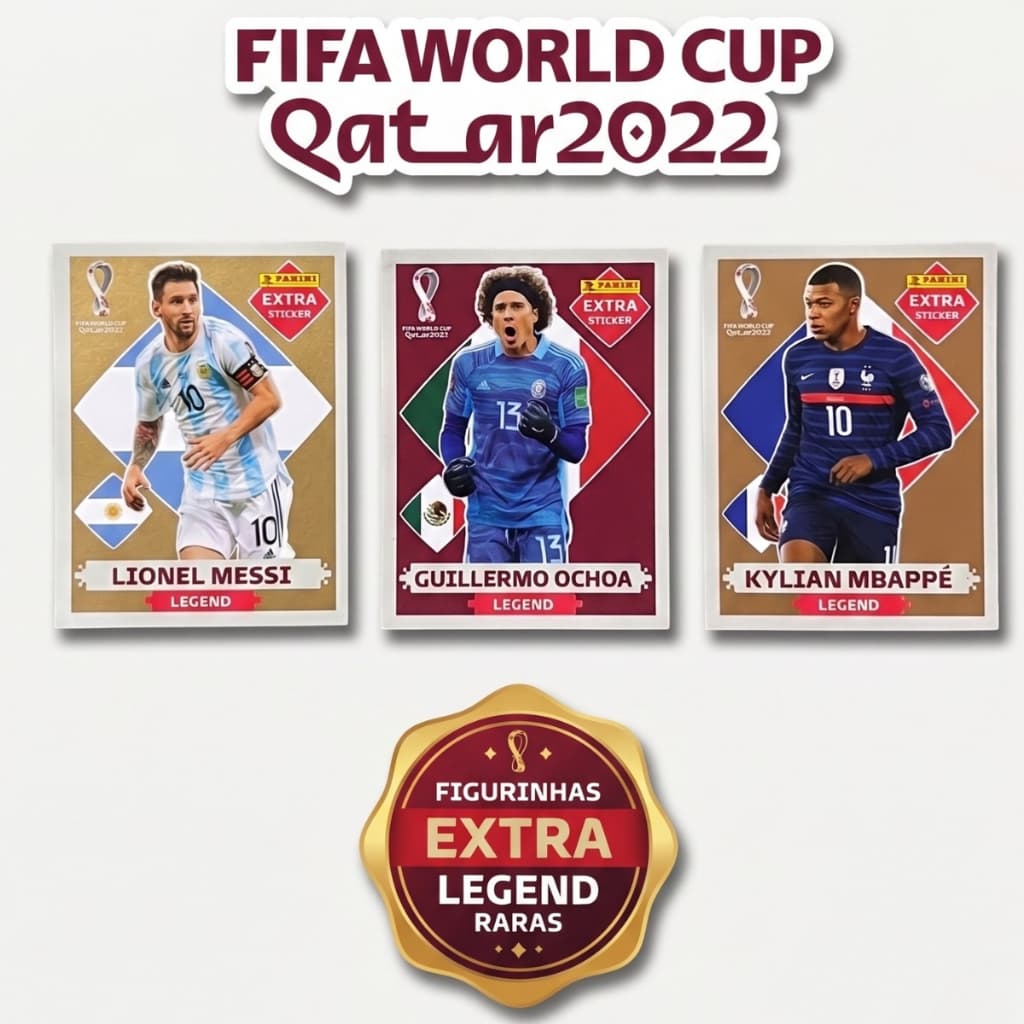 Figurinha Copa 2022 Rara Legend Copa Catar- Messi, Mbappe Guillermo Ochoa