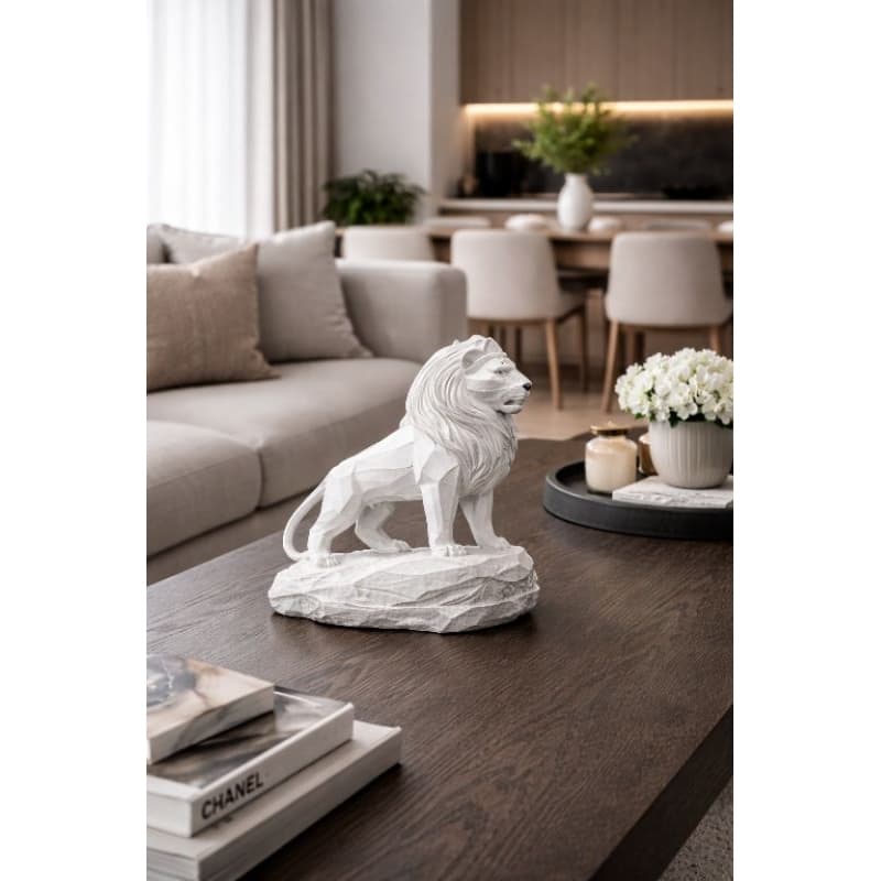 Leão Decorativo Low Poly 3D 15cm em PLA – Enfeite Moderno para Sala, Quarto e Escritório – Impressão 3D Premium