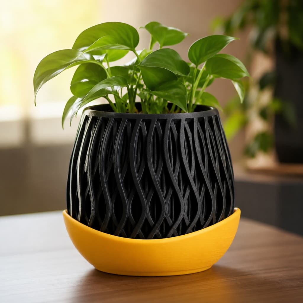 Vaso de Planta Decorativo com Prato Coletor Removível | Vaso Moderno Luxo para Jardim Sala Suculentas