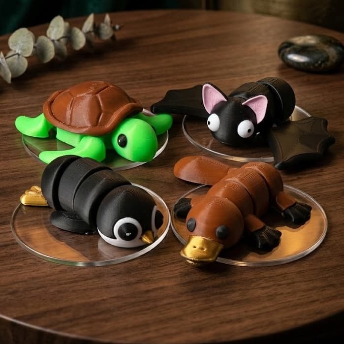 Kit 4 Animais Flexíveis Articulados Fidget Toy Decorativo e Colecionável