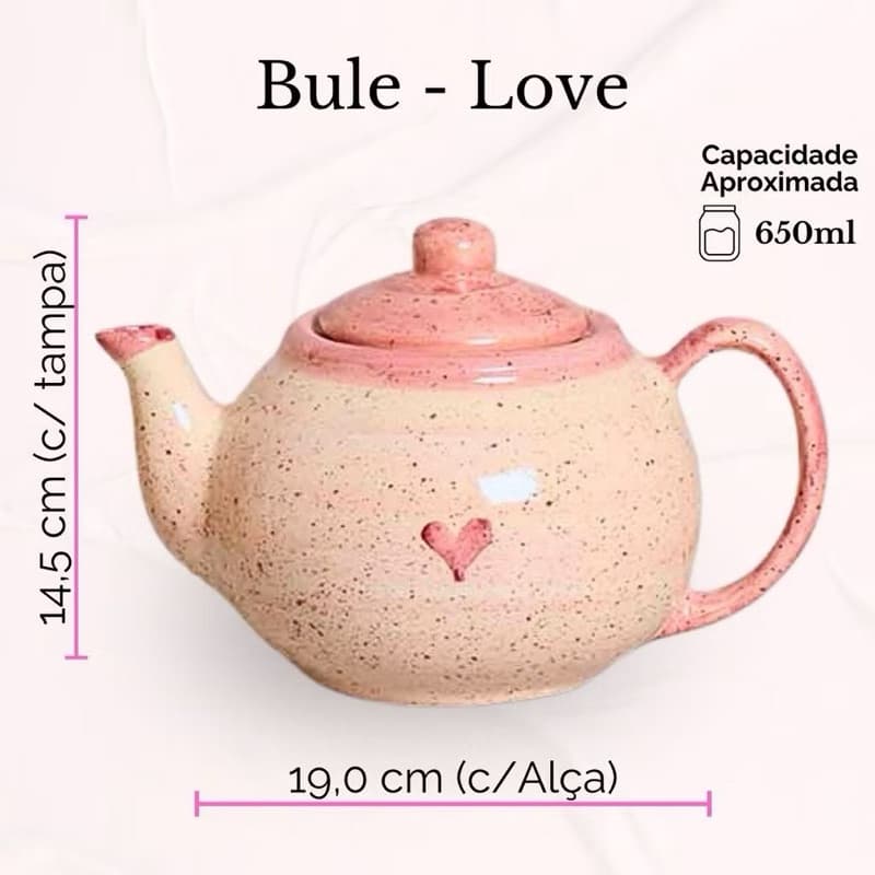 Bule Café ou Chá Louça Cerâmica Pintura Decorativa Mesa Posta 650ml